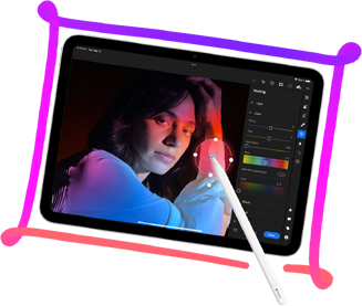 Der Apple Pencil bearbeitet ein Foto auf dem iPad